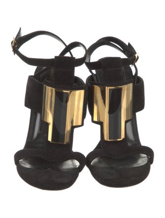 Saint Laurent Suede T-Strap Sandals