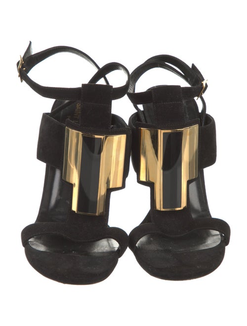 Saint Laurent Suede T-Strap Sandals