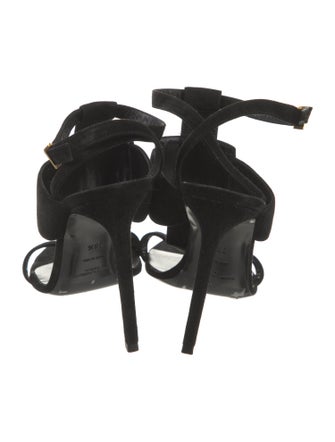 Saint Laurent Suede T-Strap Sandals
