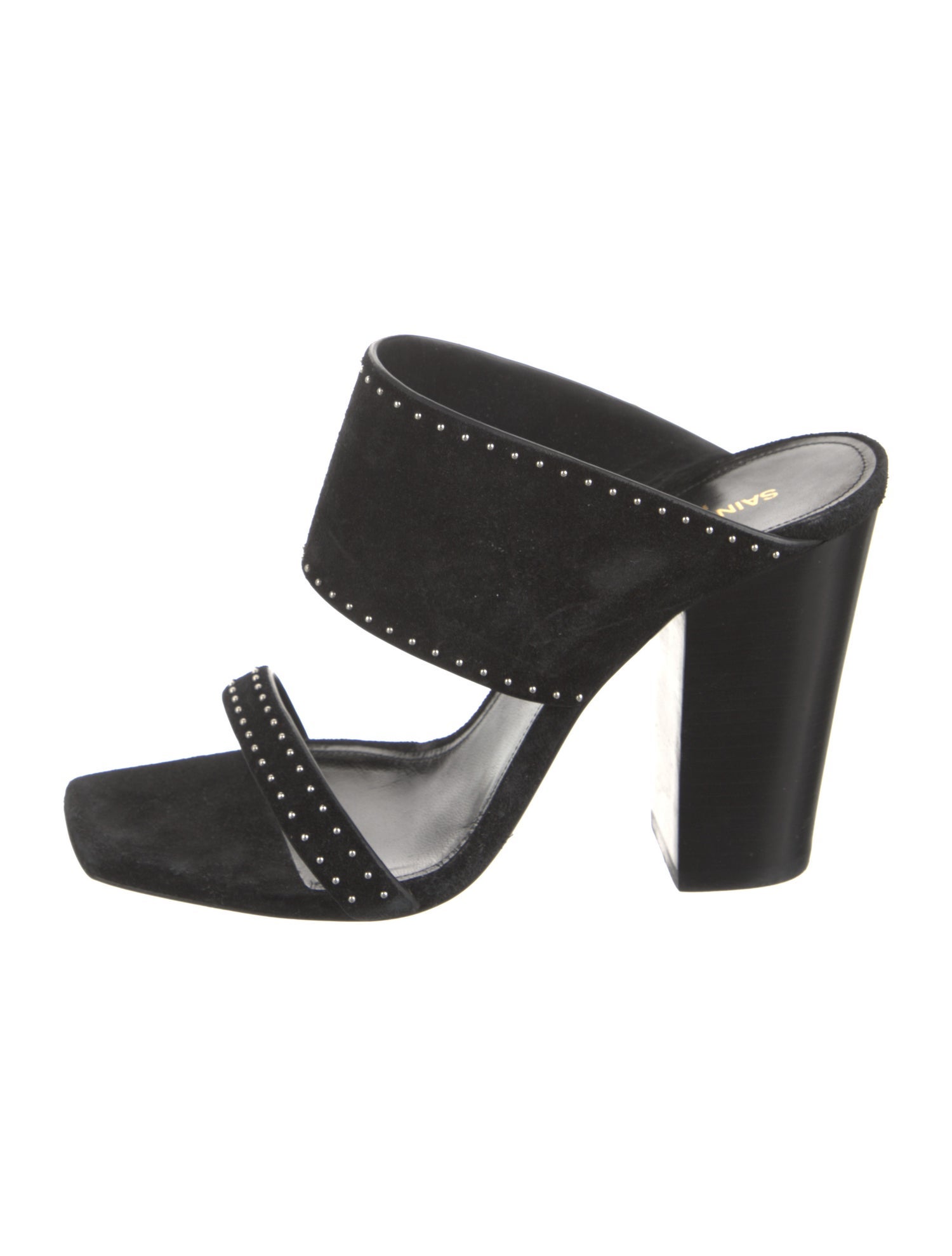 Saint Laurent Suede Studded Accents Slides