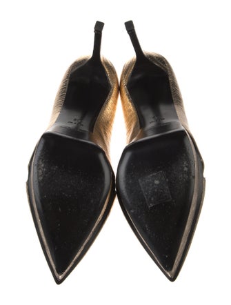 Saint Laurent Embossed Leather Cutout Accent Pumps