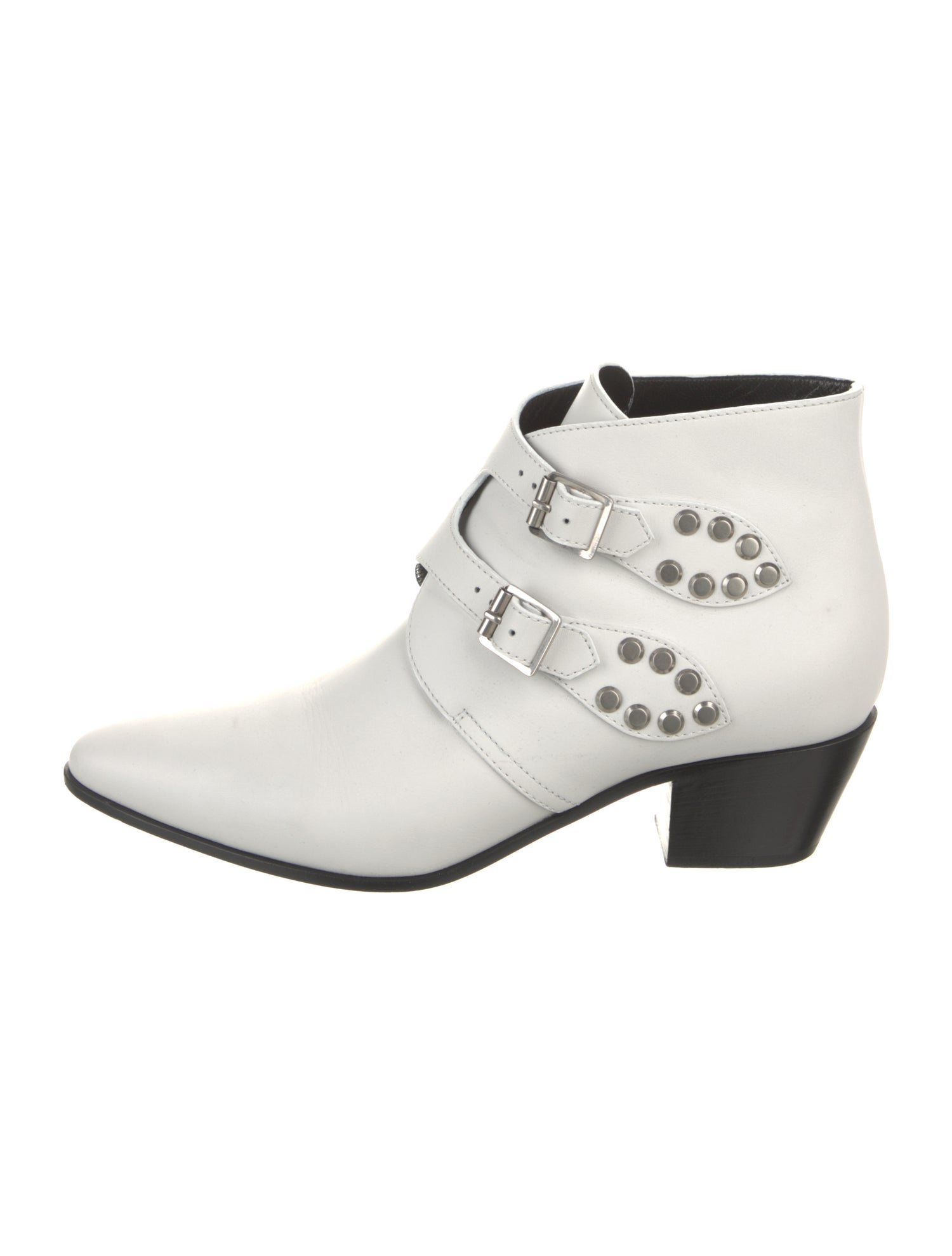 Saint Laurent Leather Studded Accents Western Boots