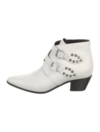 Saint Laurent Leather Studded Accents Western Boots