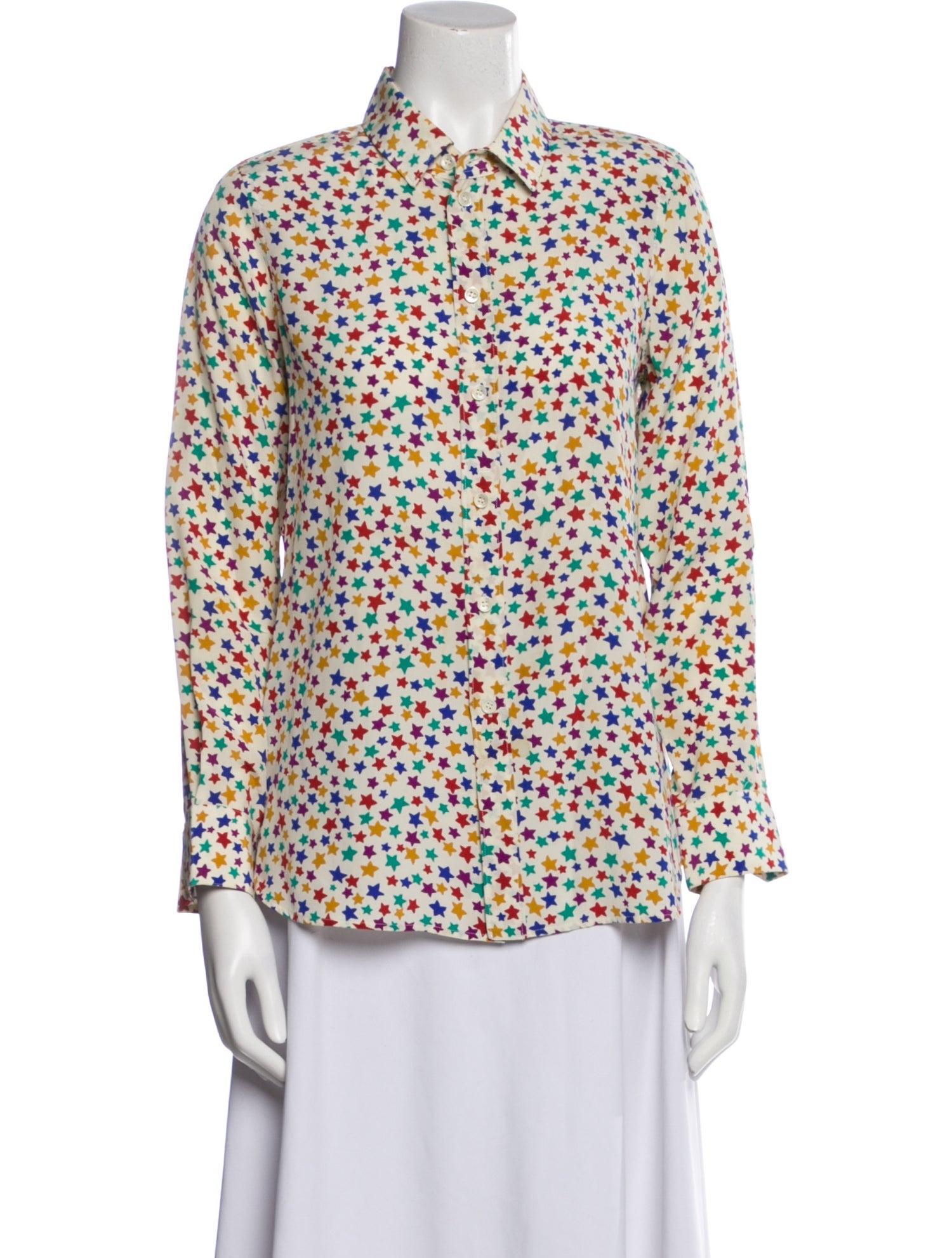 Saint Laurent Silk Printed Button-Up Top