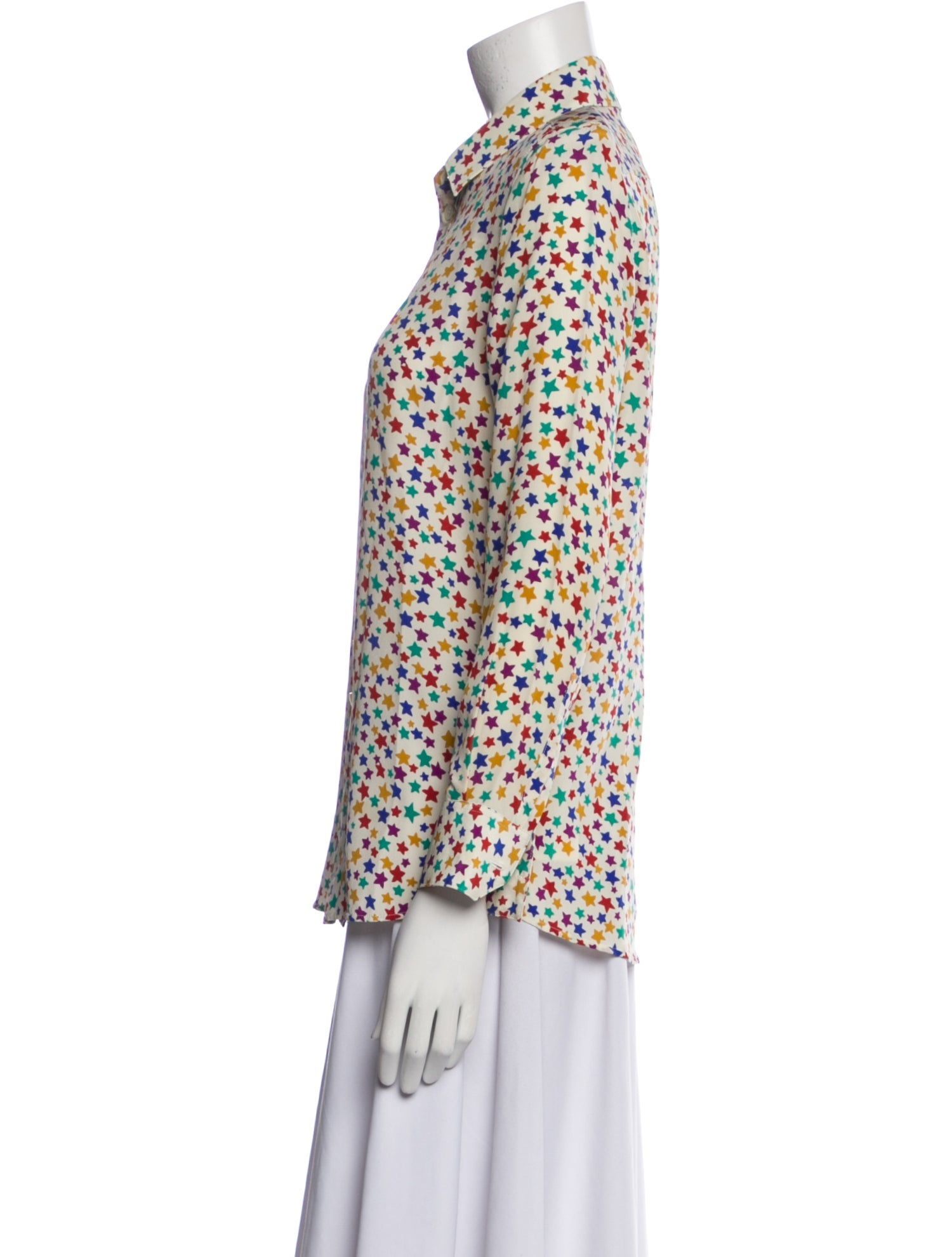 Saint Laurent Silk Printed Button-Up Top