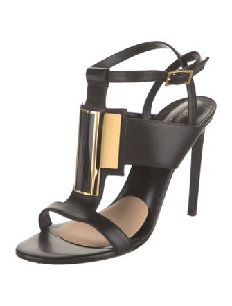 Saint Laurent Janis Leather T-Strap Sandals
