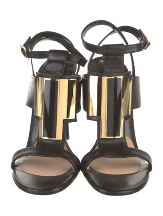 Saint Laurent Janis Leather T-Strap Sandals