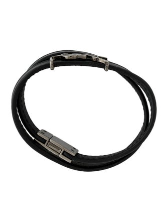 Saint Laurent Leather Logo Double Wrap bracelet