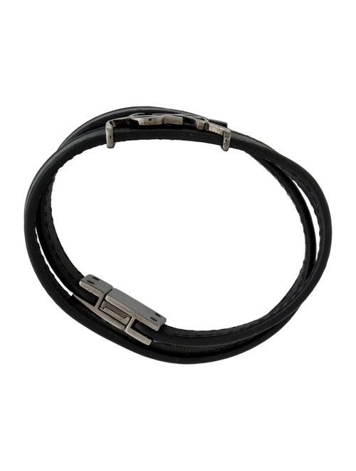 Saint Laurent Leather Logo Double Wrap bracelet