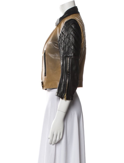 Saint Laurent Leather Colorblock Pattern Biker Jacket