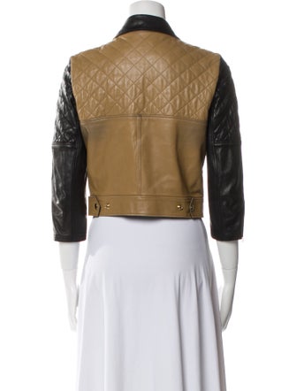 Saint Laurent Leather Colorblock Pattern Biker Jacket