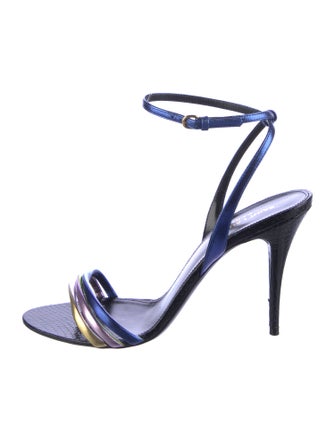 Saint Laurent Leather Colorblock Pattern Sandals