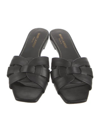 Saint Laurent Leather Cutout Accent Slides