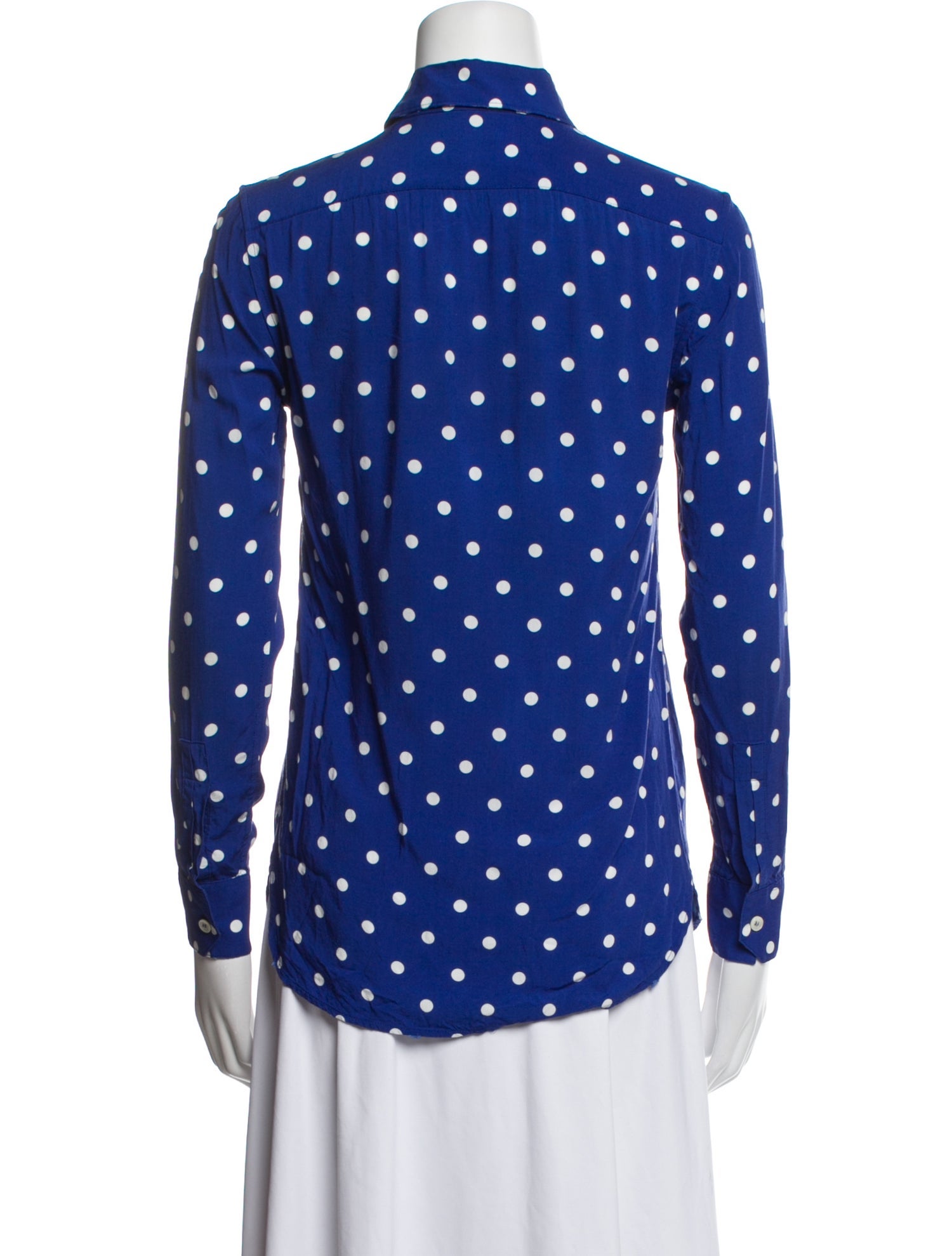Saint Laurent Polka Dot Print Long Sleeve Button-Up Top