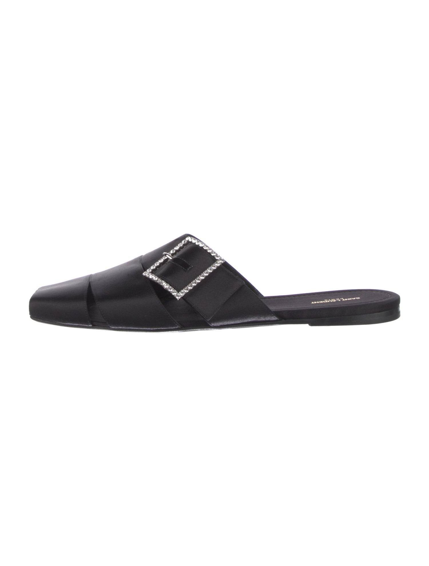 Saint Laurent Satin Crystal Embellishments Slippers