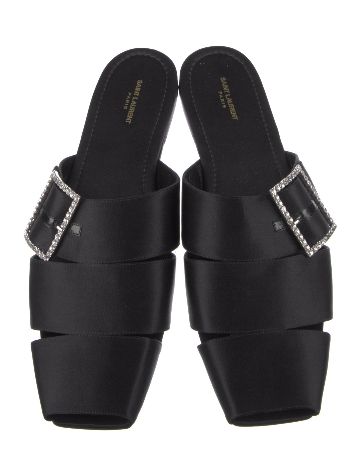 Saint Laurent Satin Crystal Embellishments Slippers