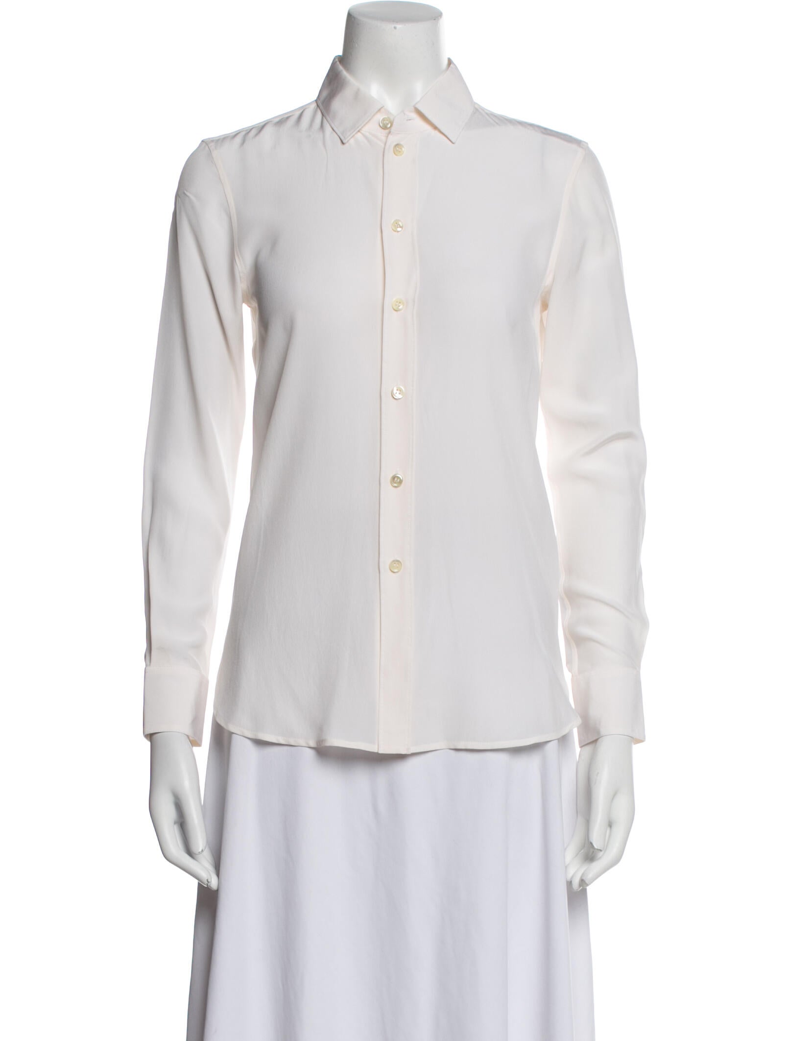 Saint Laurent Silk Long Sleeve Button-Up Top w/ Tags