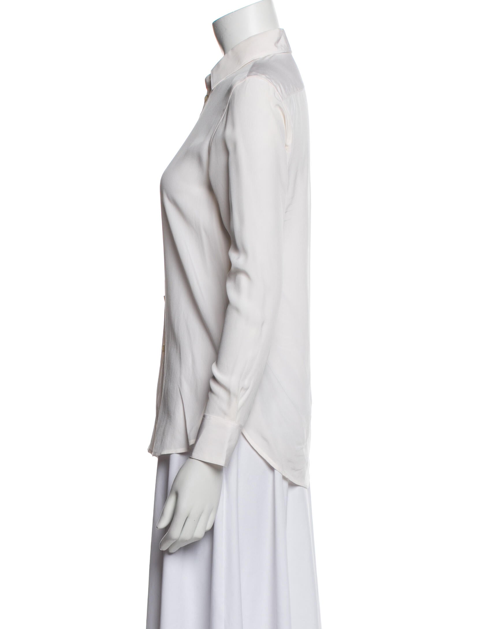 Saint Laurent Silk Long Sleeve Button-Up Top w/ Tags