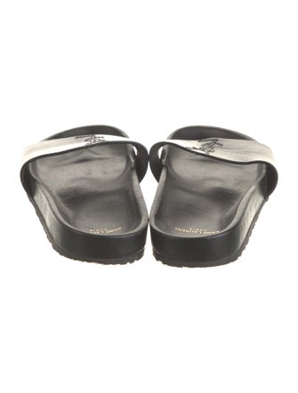 Saint Laurent Signature Logo Leather Slides