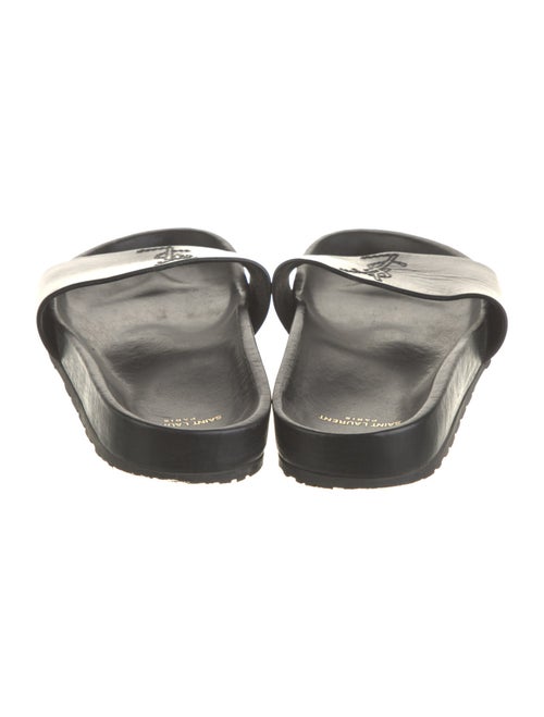 Saint Laurent Signature Logo Leather Slides