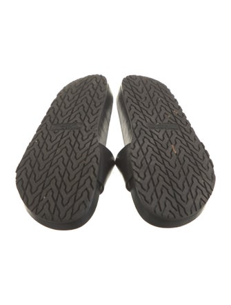 Saint Laurent Signature Logo Leather Slides