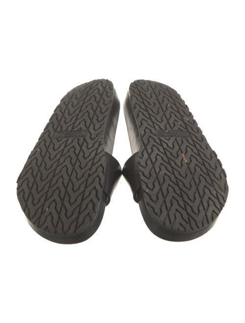 Saint Laurent Signature Logo Leather Slides