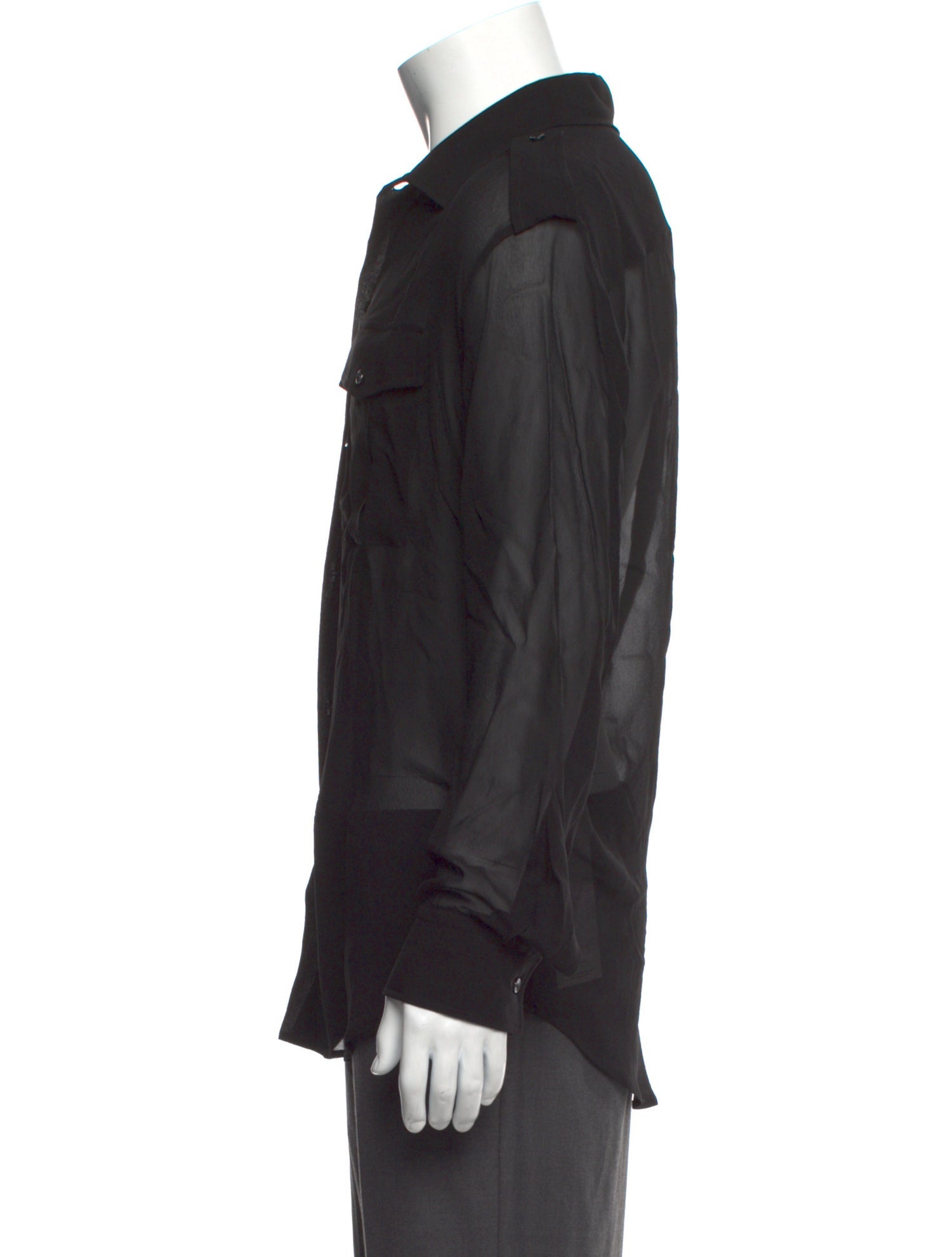 Saint Laurent Silk Long Sleeve Tuxedo Shirt