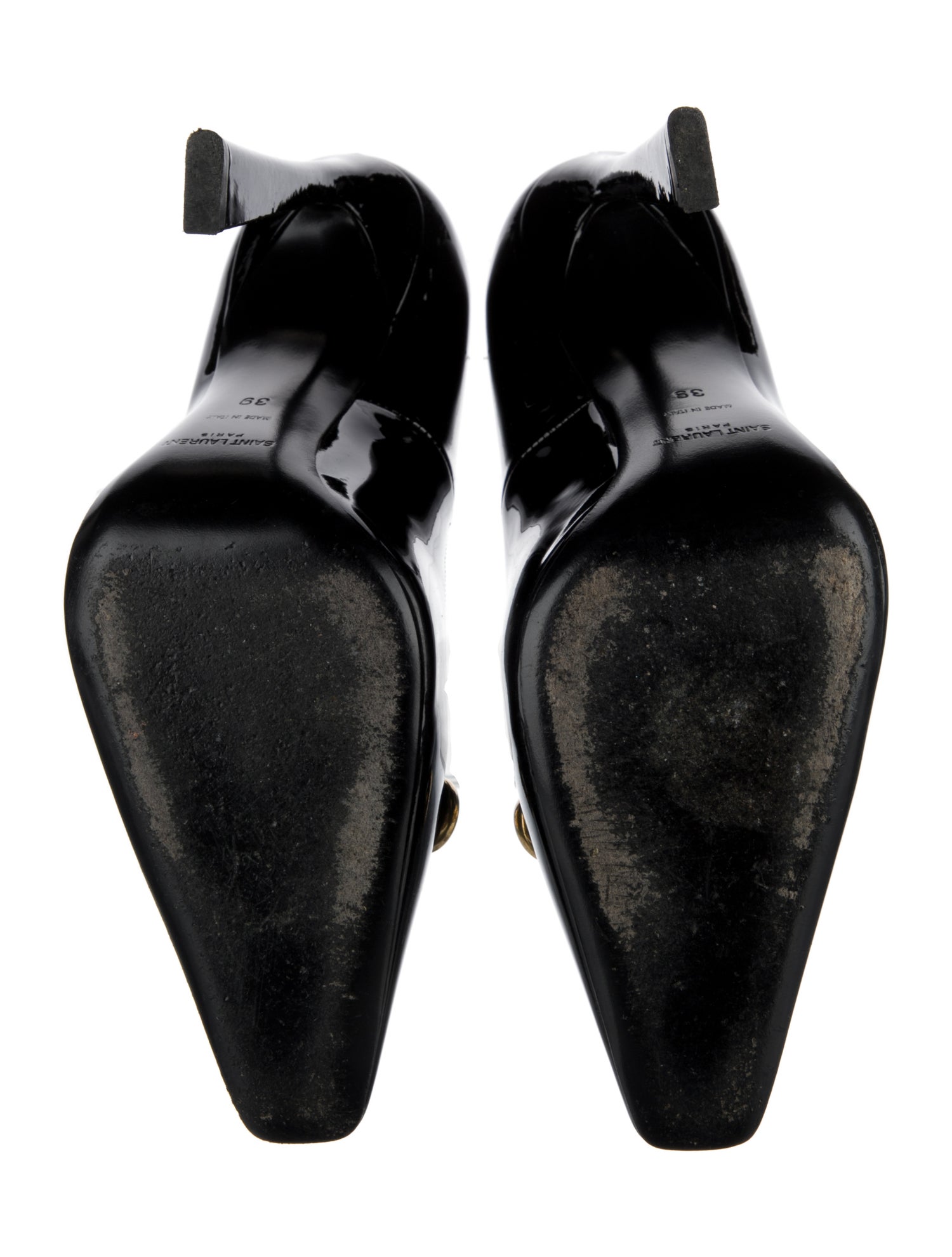 Saint Laurent Patent Leather Chain-Link Accents Pumps