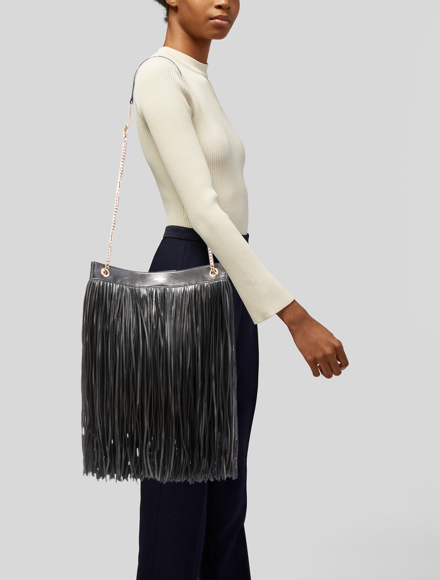 Saint Laurent Leather Grace Fringe
