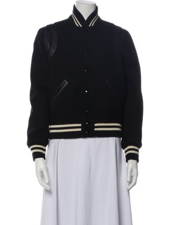 Saint Laurent Virgin Wool Graphic Print Bomber Jacket