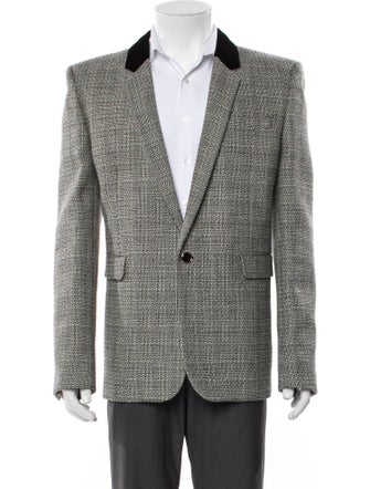 Saint Laurent Virgin Wool Plaid Print Blazer