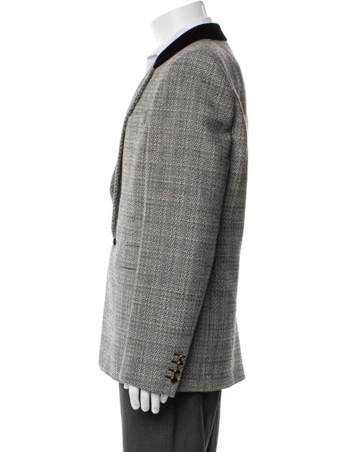 Saint Laurent Virgin Wool Plaid Print Blazer
