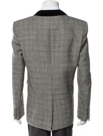 Saint Laurent Virgin Wool Plaid Print Blazer