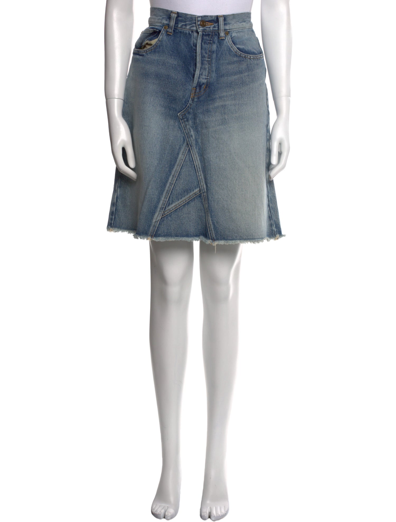 Saint Laurent Raw-Edge Trim Knee-Length Skirt