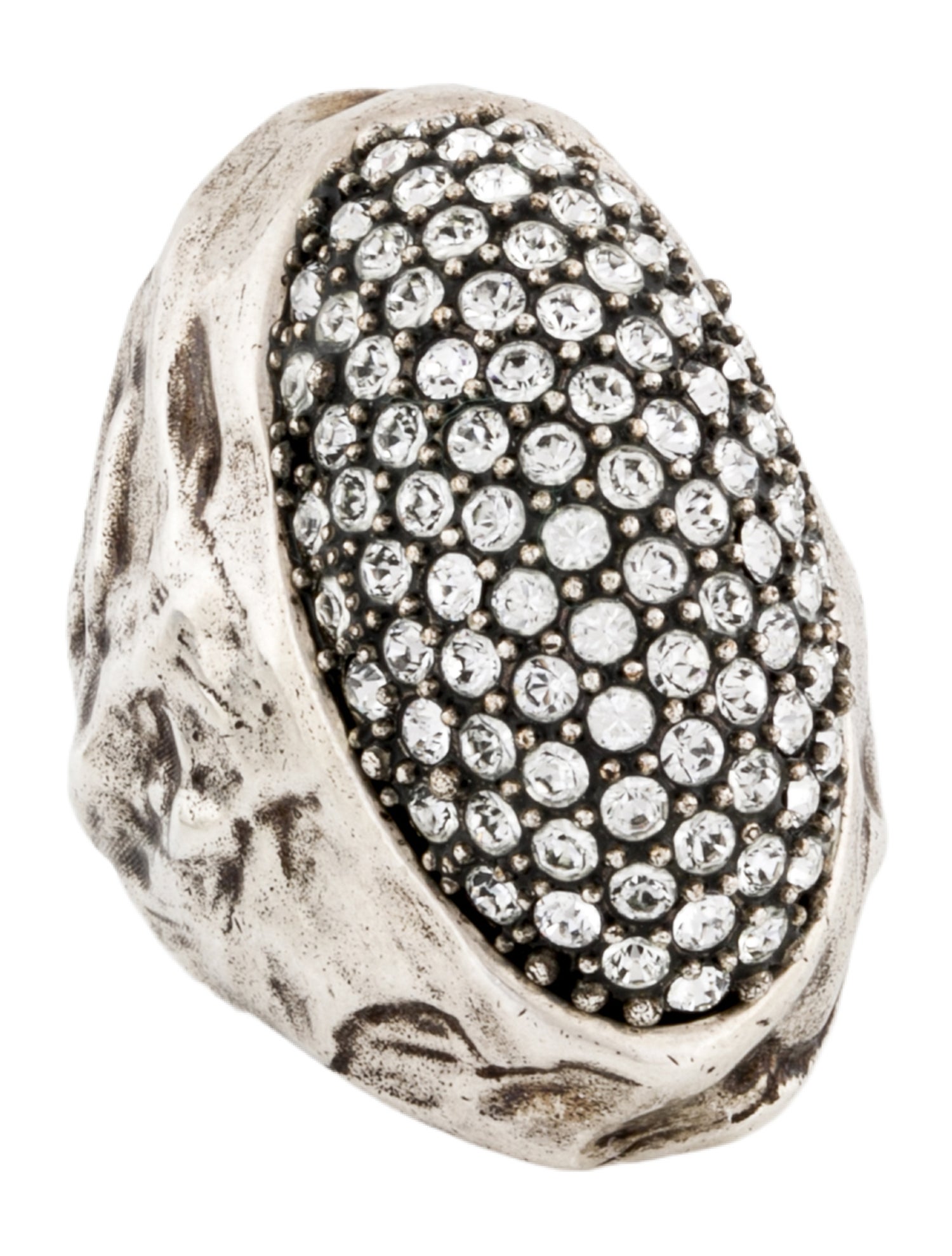 Saint Laurent Crystal Embellished Cocktail Ring