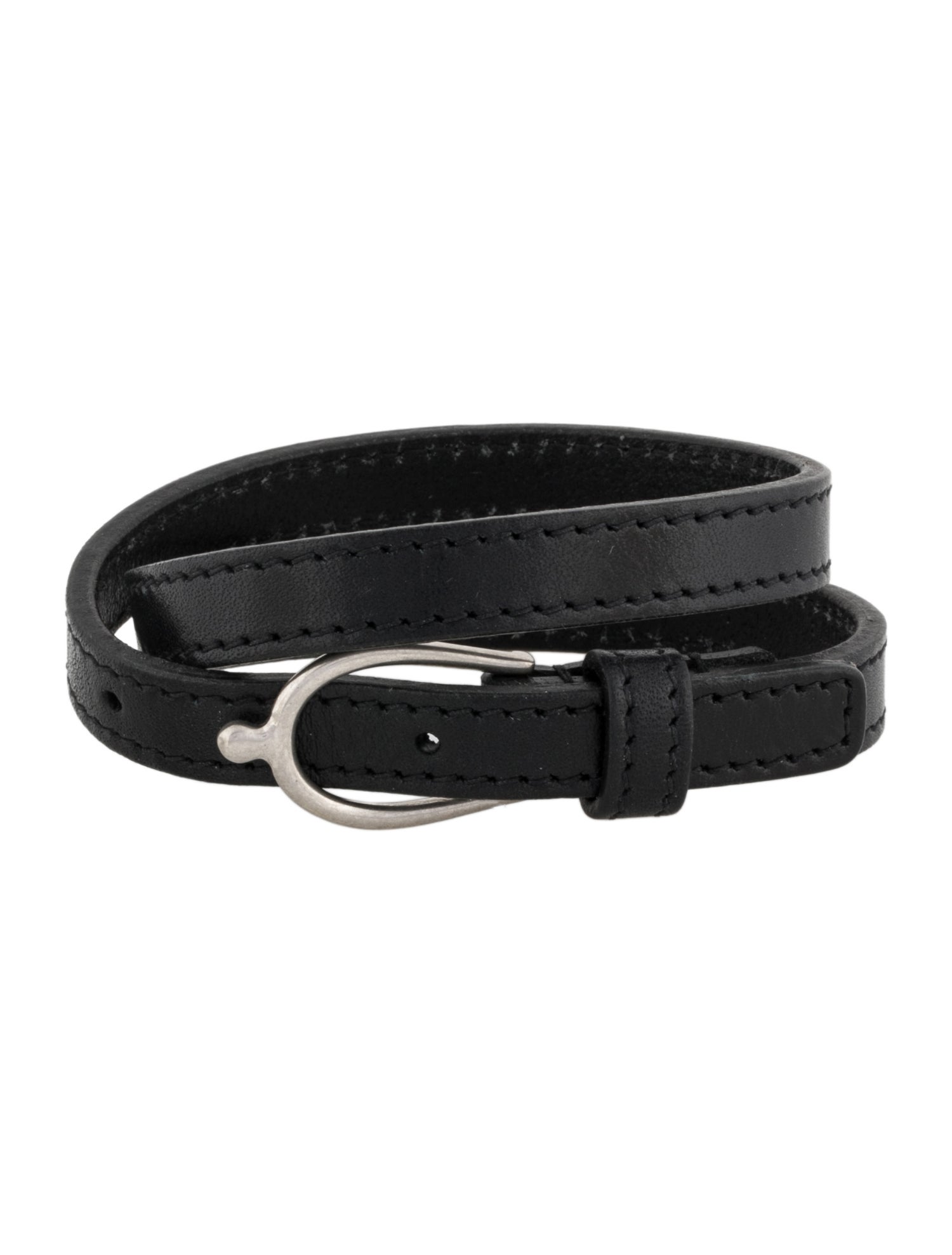 Saint Laurent Leather Lucky Bone Double Wrap Bracelet