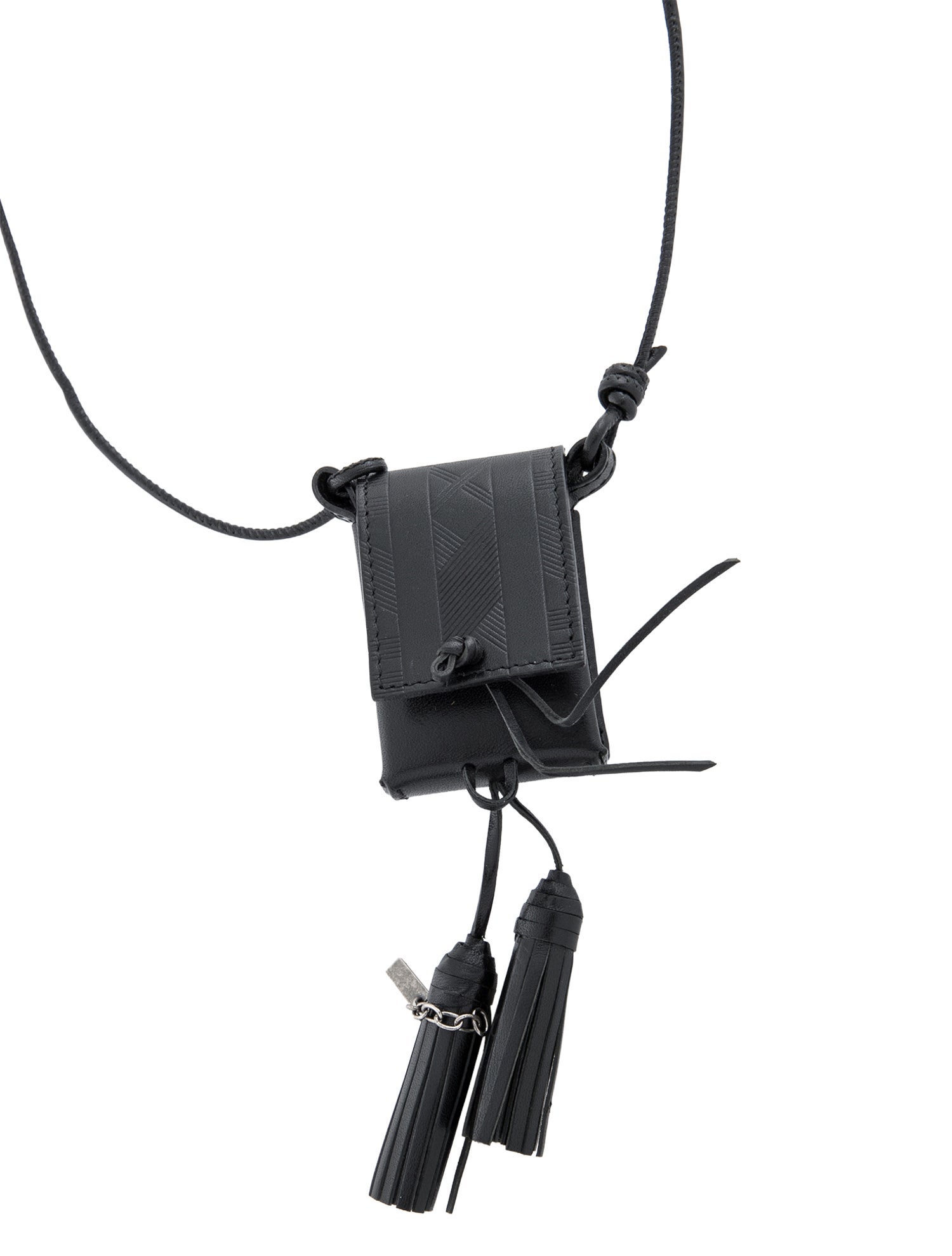 Saint Laurent Leather Fringe Pouch Necklace