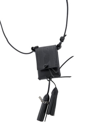 Saint Laurent Leather Fringe Pouch Necklace