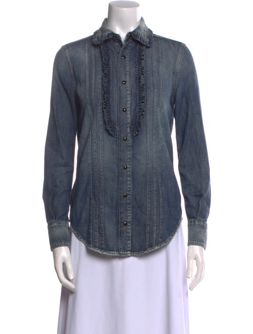 Saint Laurent Long Sleeve Button-Up Top