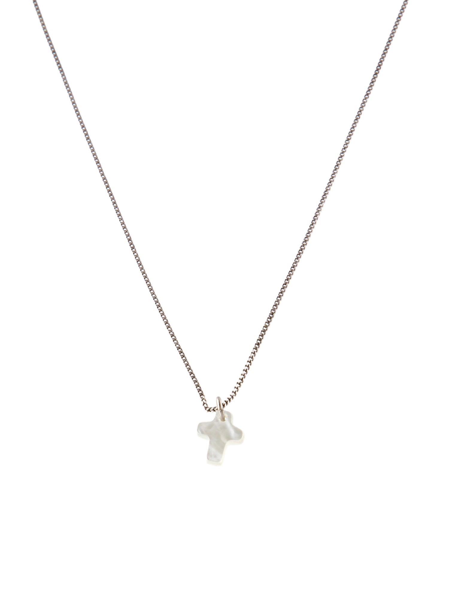 Saint Laurent Mother of Pearl Cross Pendant Necklace