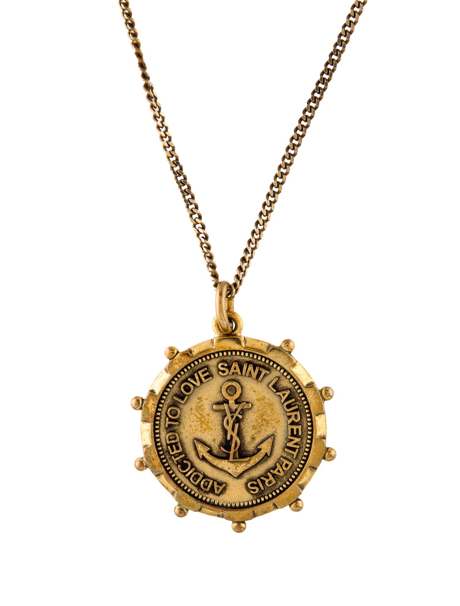 Saint Laurent Anchor Medallion Pendant Necklace