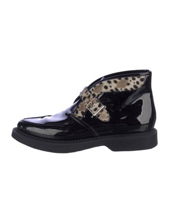 Saint Laurent Patent Leather Animal Print Moccasins