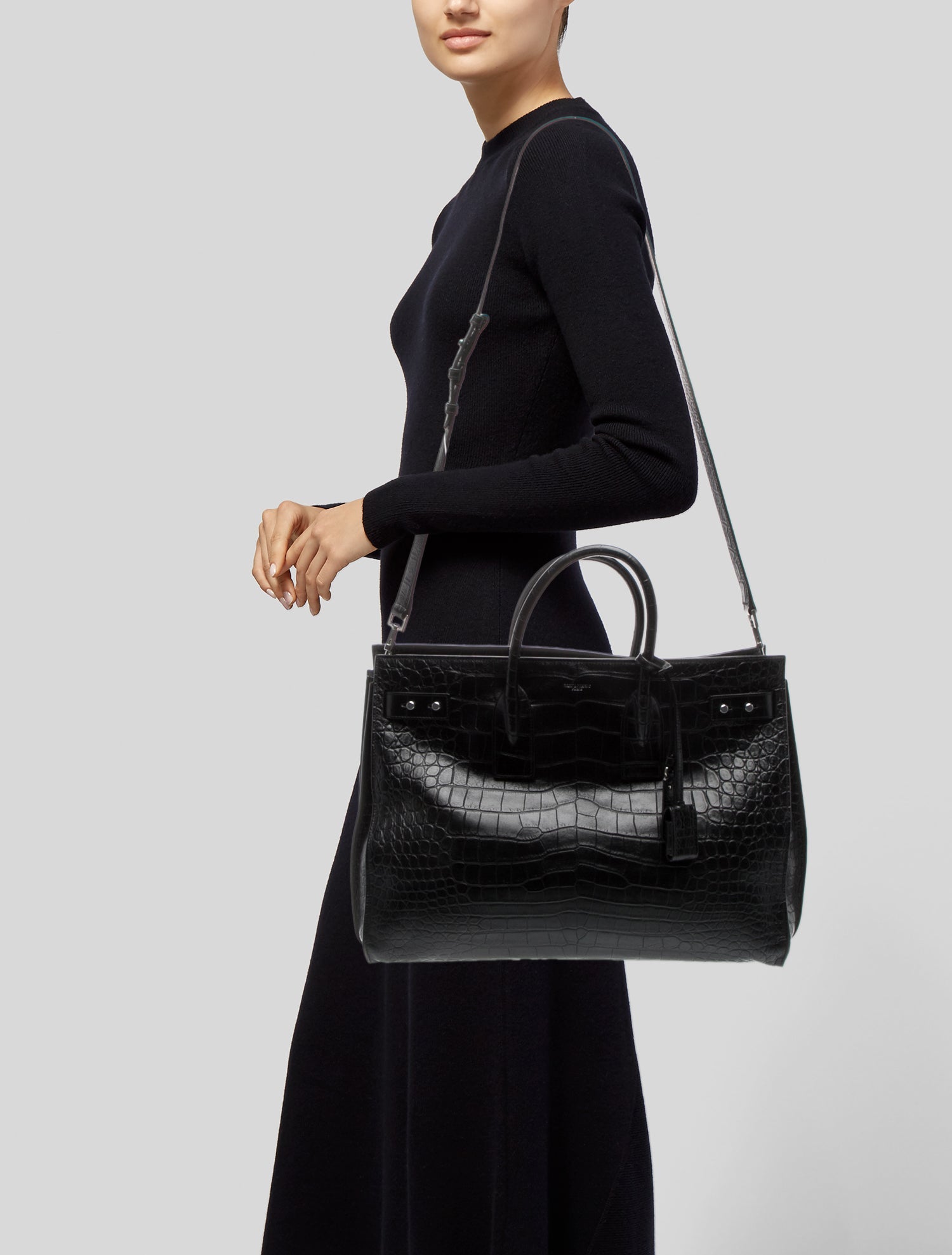 Saint Laurent Embossed Leather Sac De Jour Large