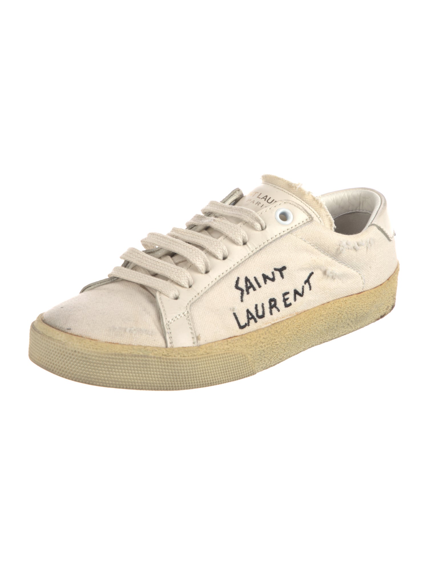 Saint Laurent Canvas Distressed Accents Sneakers
