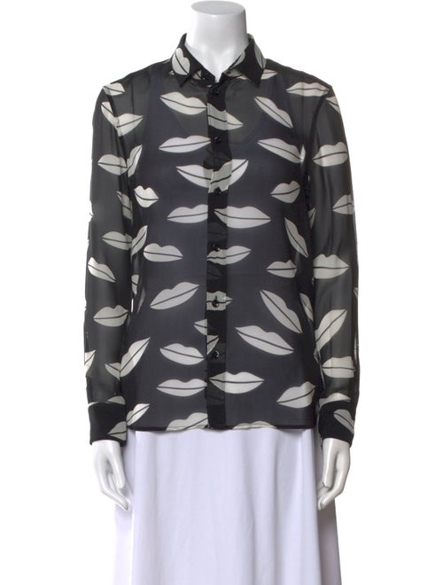 Saint Laurent Silk Printed Button-Up Top