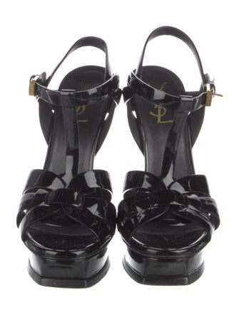 Saint Laurent Patent Leather T-Strap Sandals