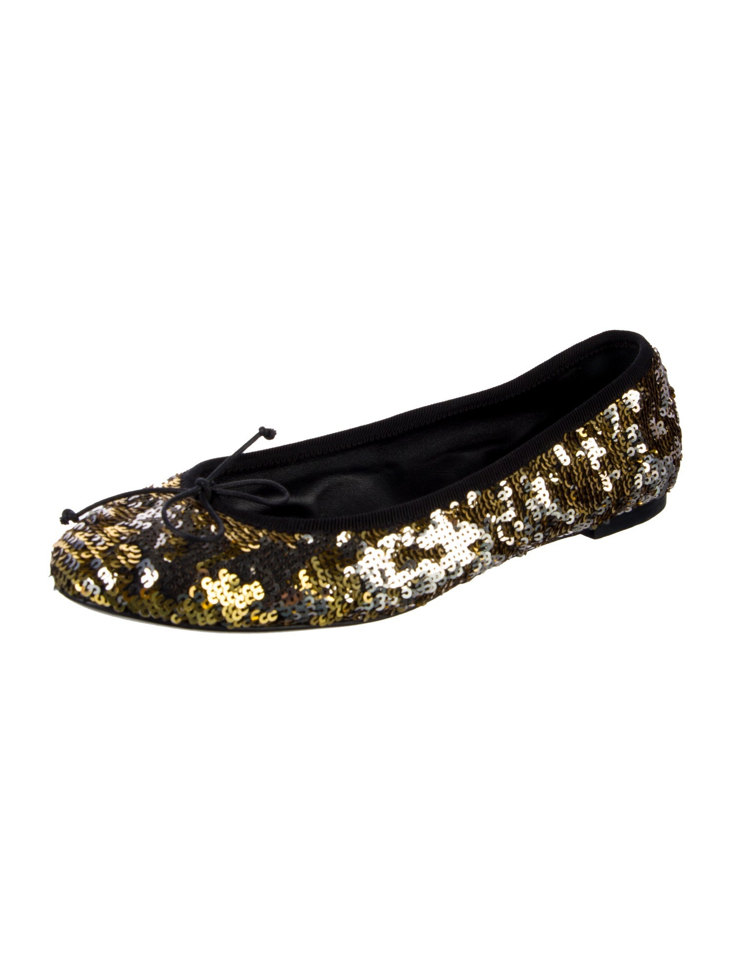 Saint Laurent Sequins Bow Accents Ballet Flats
