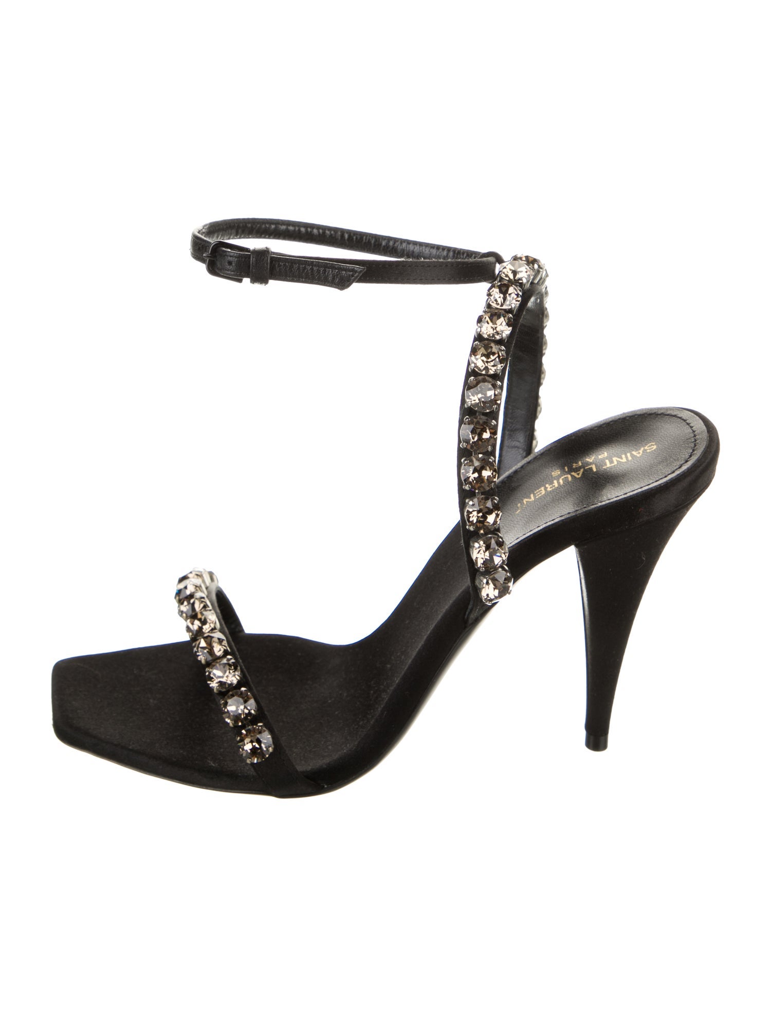 Saint Laurent Satin Crystal Embellishments Sandals