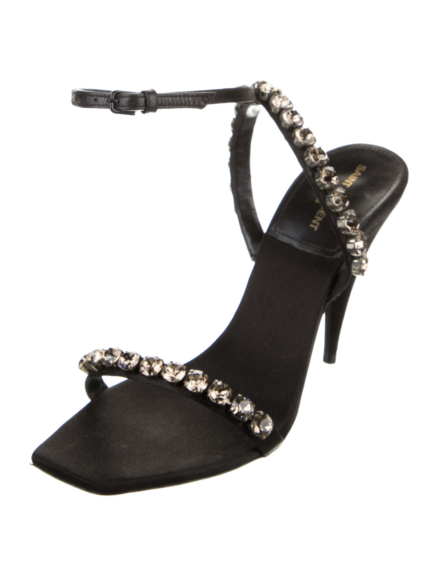 Saint Laurent Satin Crystal Embellishments Sandals