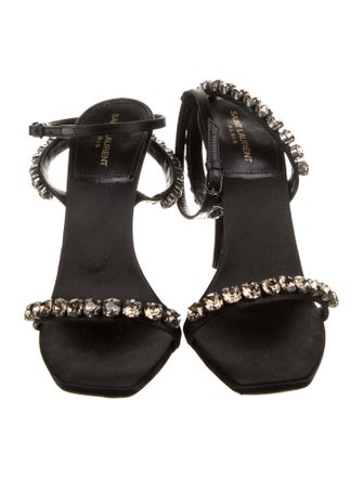 Saint Laurent Satin Crystal Embellishments Sandals